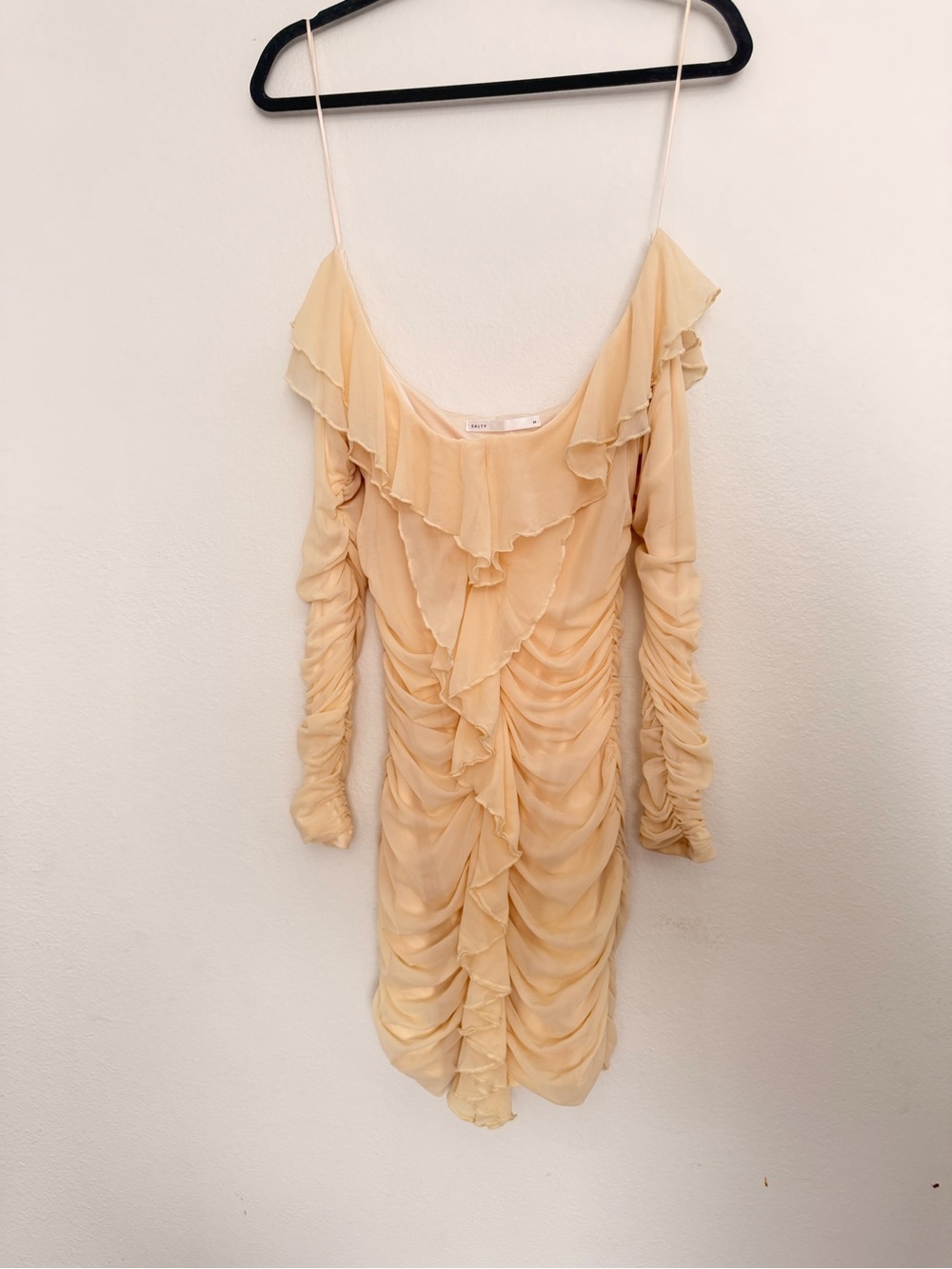 Cream Ruffle Off-Shoulder Dress - Picture 2 of 4